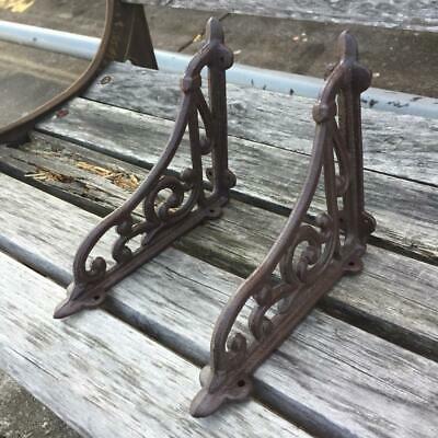 2 Cast Iron Antique Style Brackets, Garden Braces Shelf Bracket Rustic Farm